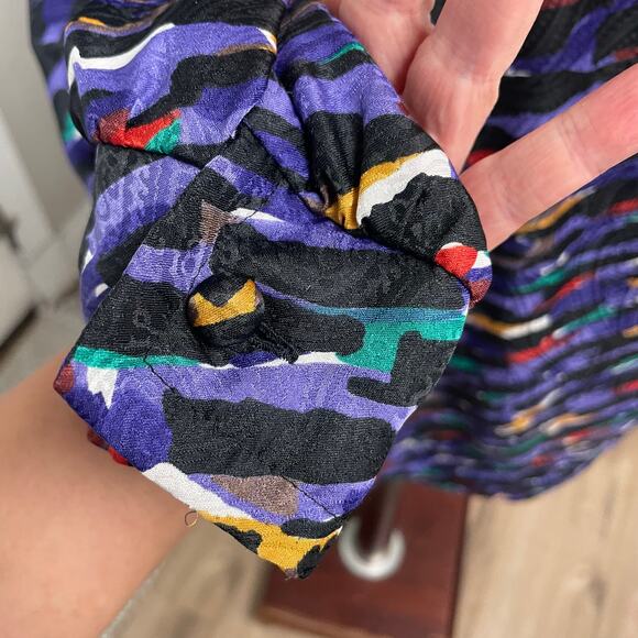 VTG Givenchy Colorful Abstract Blouse Size 42 or 14 US Made In Germany Relaxed - Picture 3 of 5